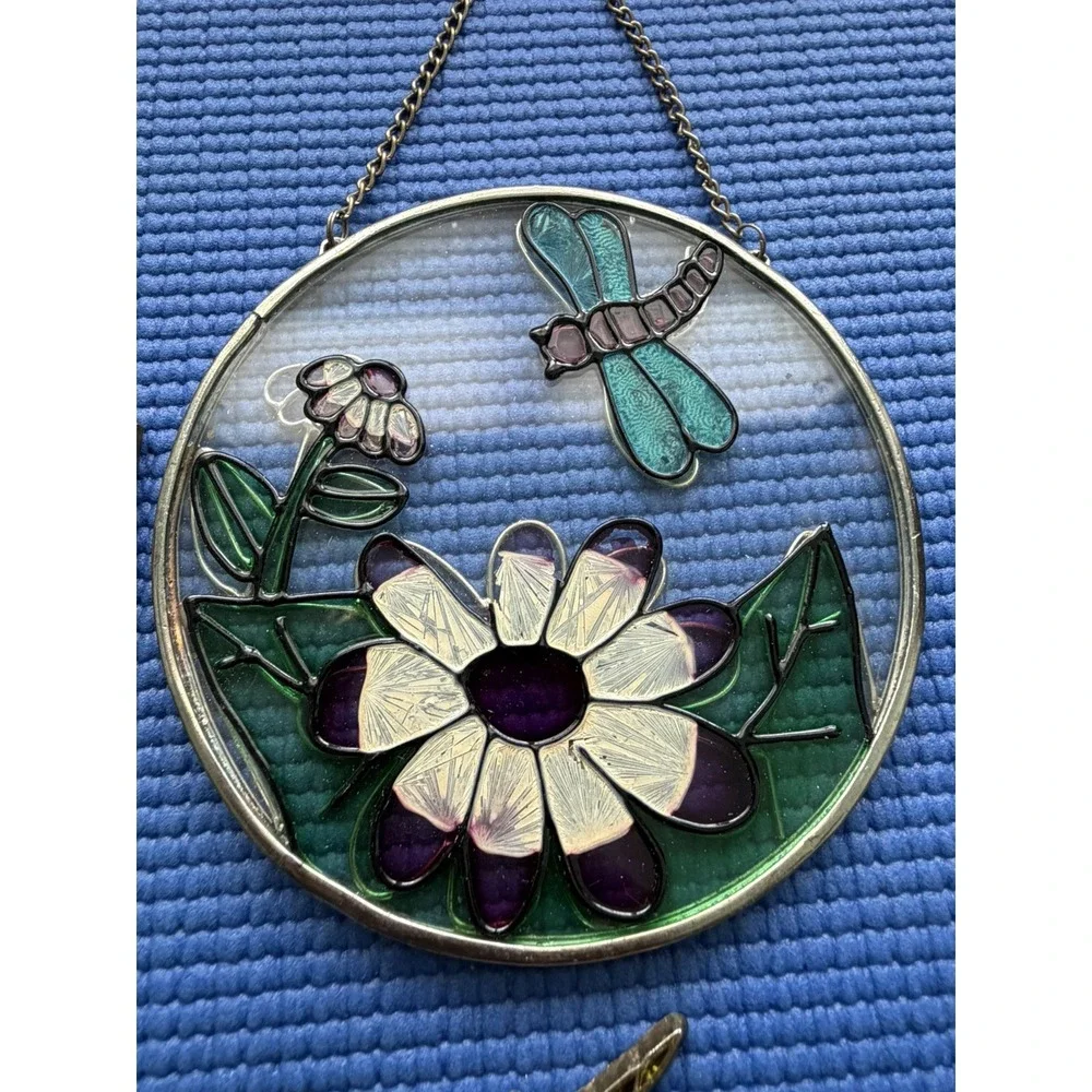 Set of 4 Stained Glass Hanging Panels – Butterfly & Hummingbird & unicorn